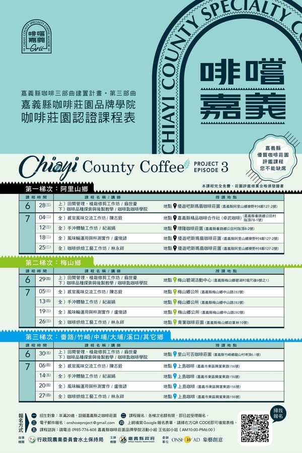 嘉義縣咖啡三部曲建置計畫 力邀各地咖啡產業人士加入培訓